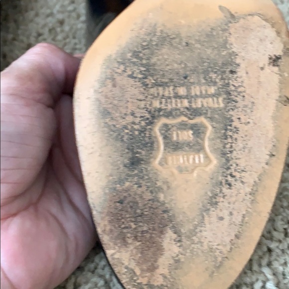 Stuart Weitzman Patent Leather Navy Peep Toe Wood Heel pump shoe EUC US 8 - Picture 8 of 15